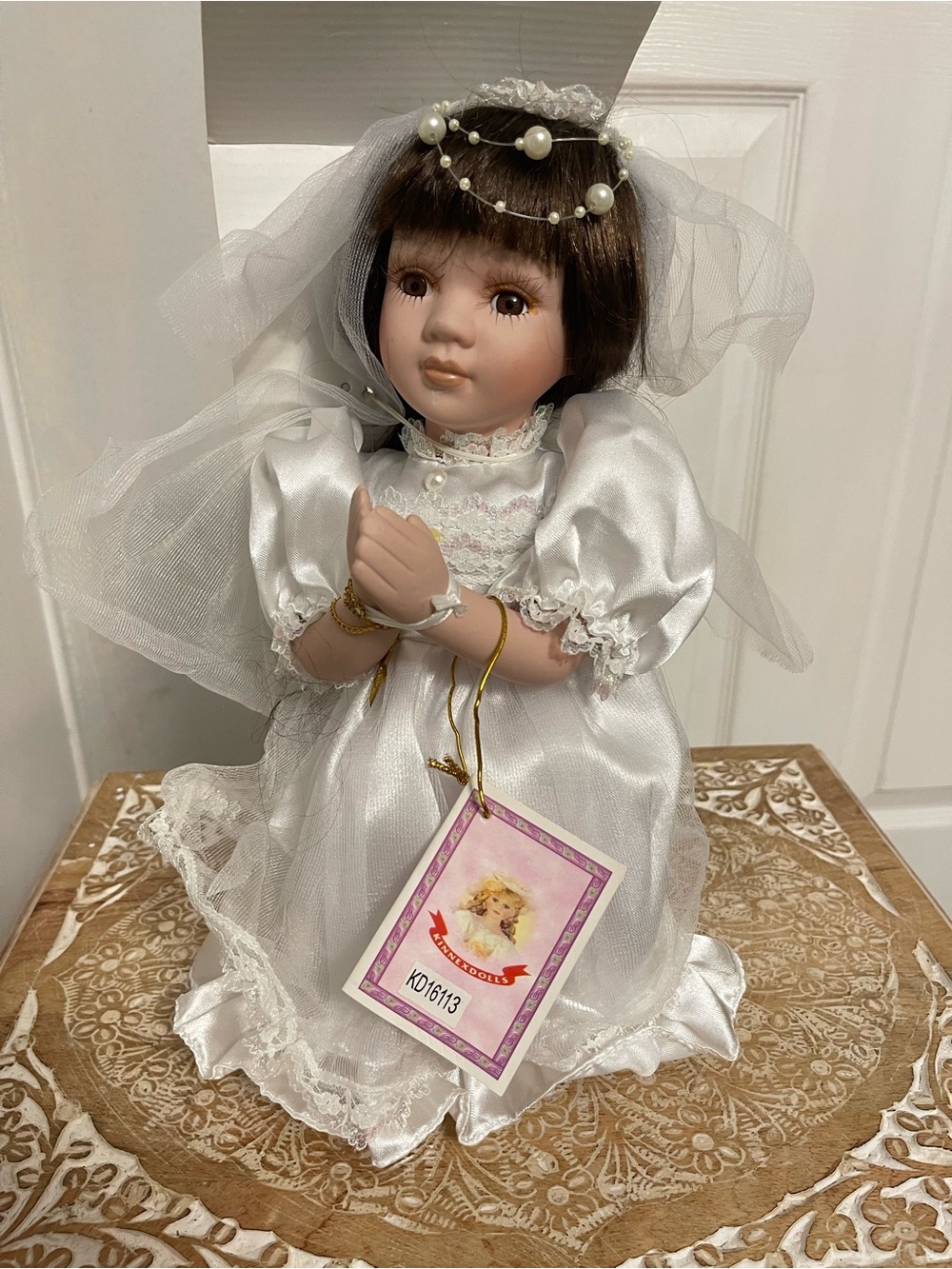 Porcelain Bride Doll in White Dress